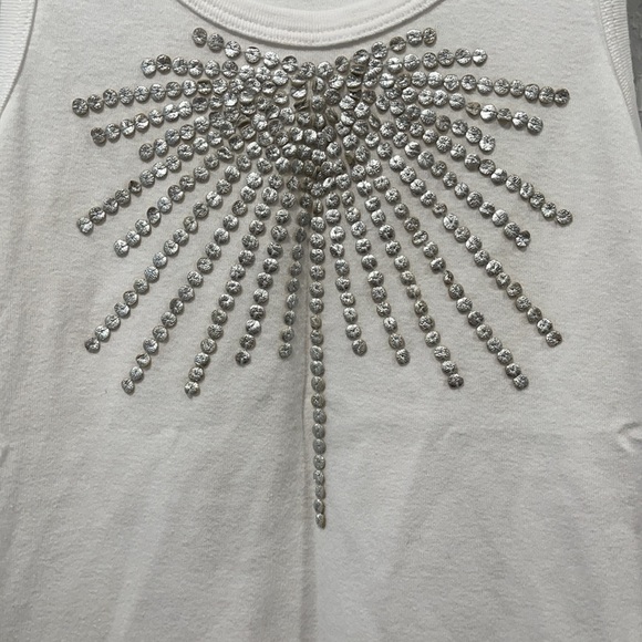 TORY BURCH • white embellished tank top SMALL - Picture 3 of 5